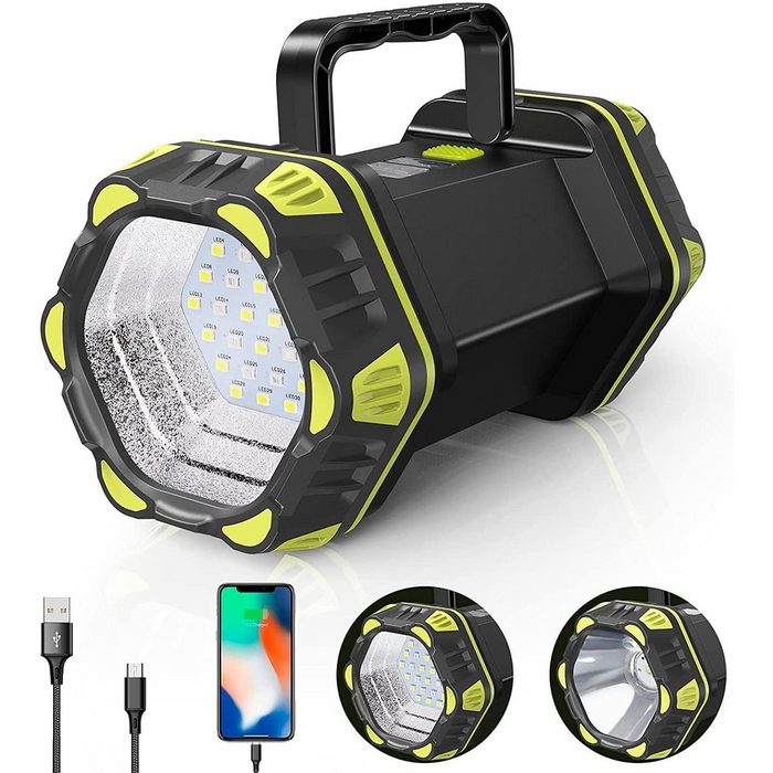 Housruse LED Taschenlampe LED Handscheinwerfer Wiederaufladbare Taschenlampe Campinglampe (2-St) mit integriertem akku und usb-ladekabel