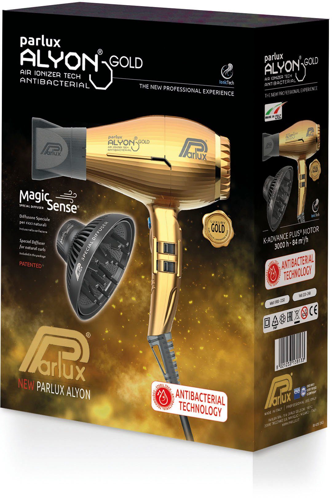 Free Haartrockner Sense System) Reinigungssystem 2250 Patentiertes Ionic, goldfarben HFS Alyon Magic Parlux (Hair Parlux W,