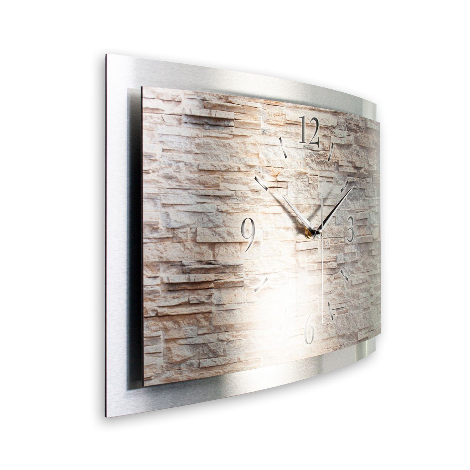 Kreative Feder Funkwanduhr 3D Designer-Wanduhr „Steinmauer“ günstig online kaufen