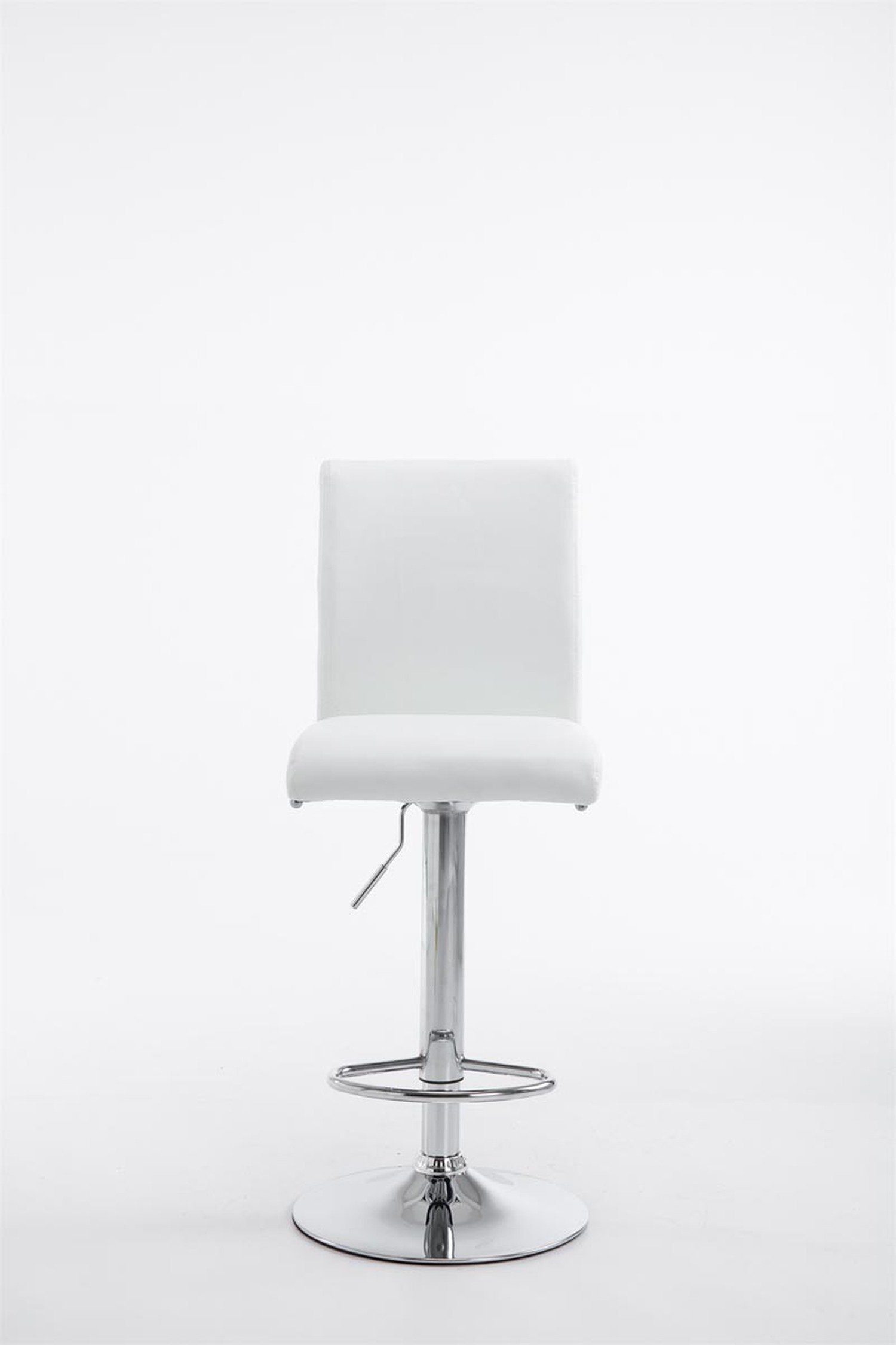 TPFLiving Barhocker Kölle (mit Theke Hocker & - - Rückenlehne - drehbar Weiß höhenverstellbar Küche), Sitzfläche: Kunstleder Stahl 360° chromfarbener für 