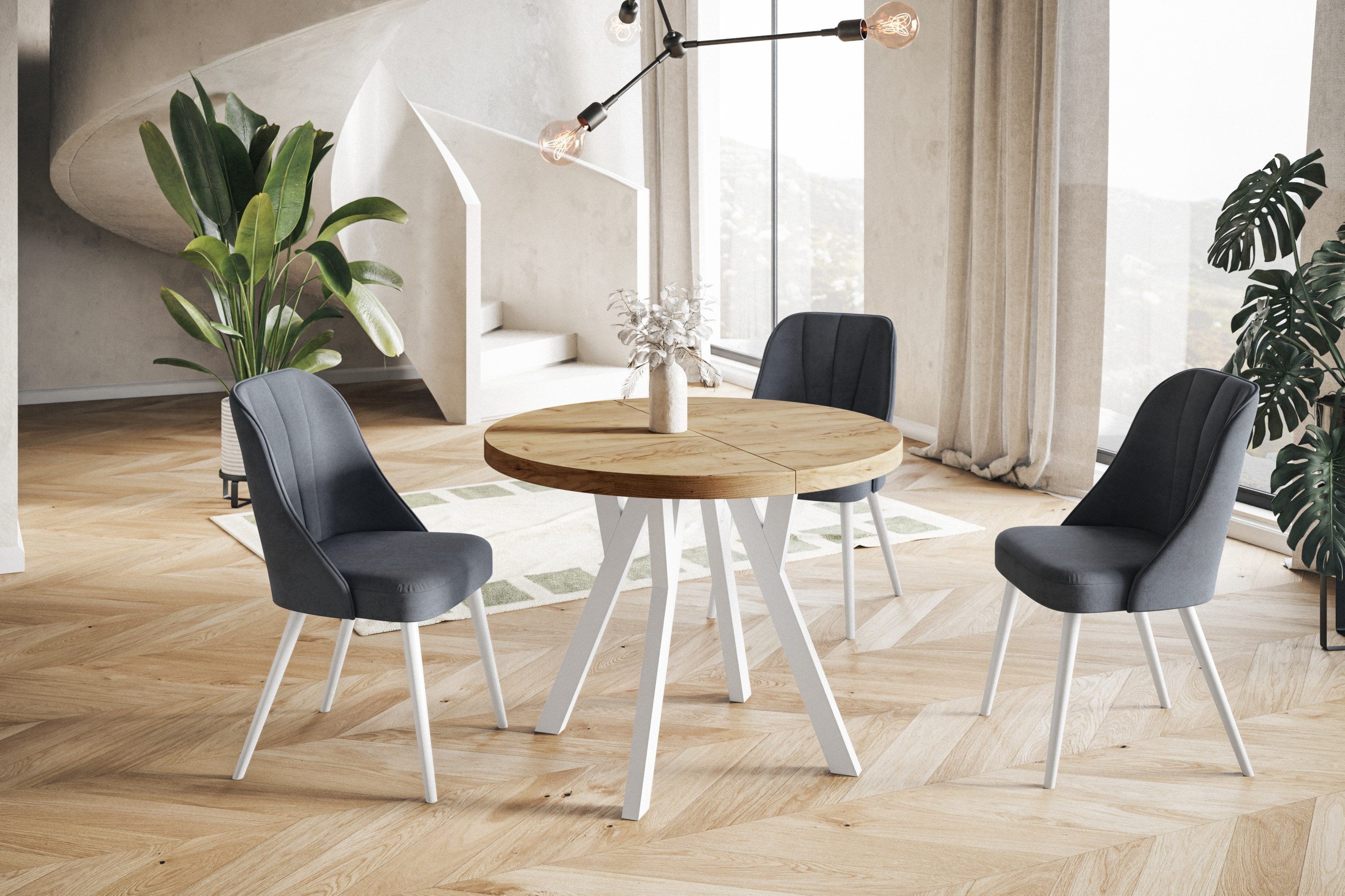 Alpi-Möbel Esstisch Wohnzimmertisch - Ausziehbarer runder Tisch 80-120 cm - günstig online kaufen