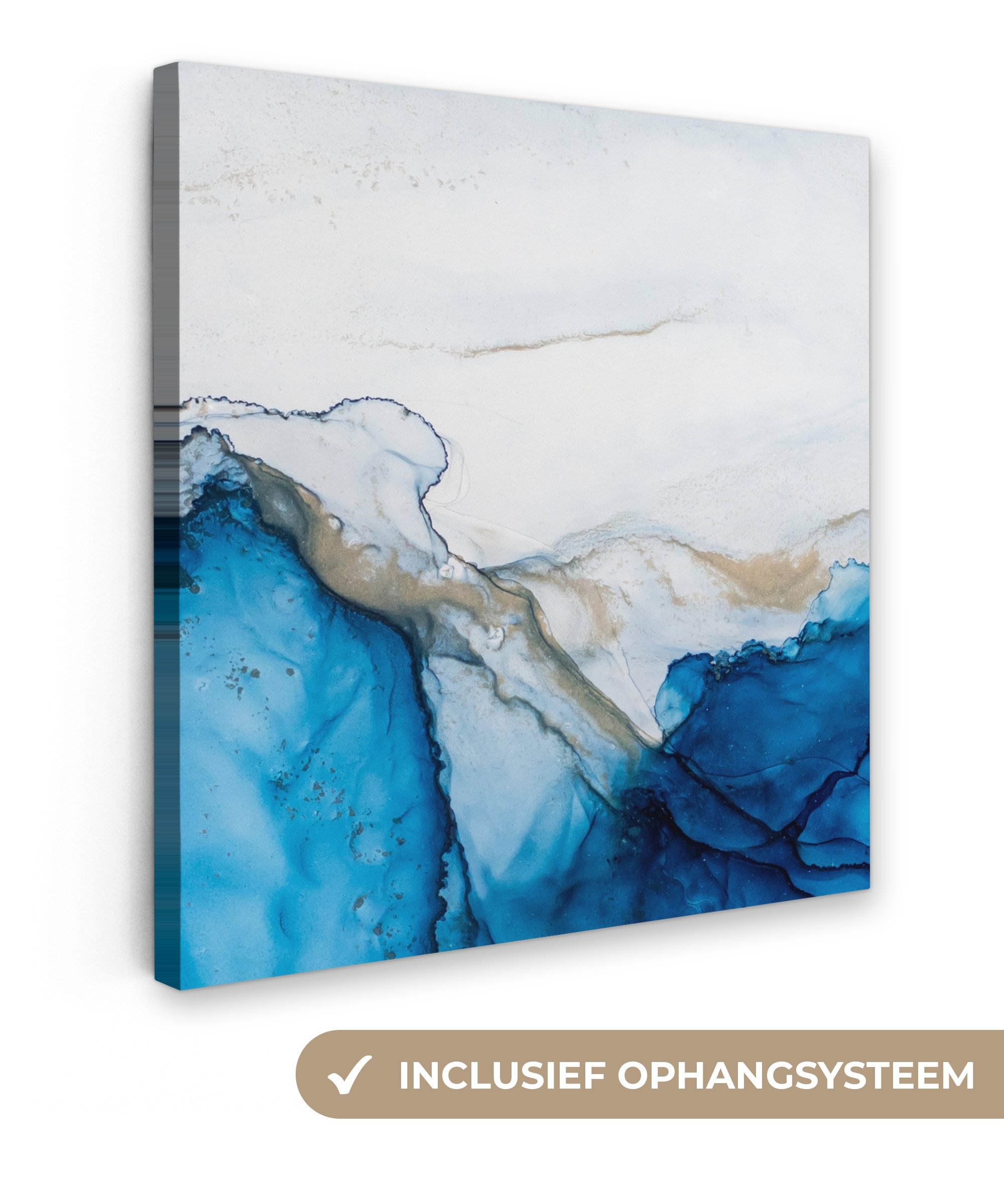 OneMillionCanvasses® Leinwandbild Aquarell - Blau - Abstrakt - Kunst - Modern, Fotodruck (1 St), Wandbild, Deko Schlafzimmer Wohnzimmer Flur 20x20 cm