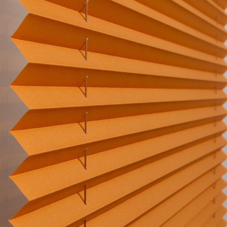 Faltrollo Bohren orange inkl. Klemmträger, Plissee Plissee ventanara Klemmfix Premium ohne