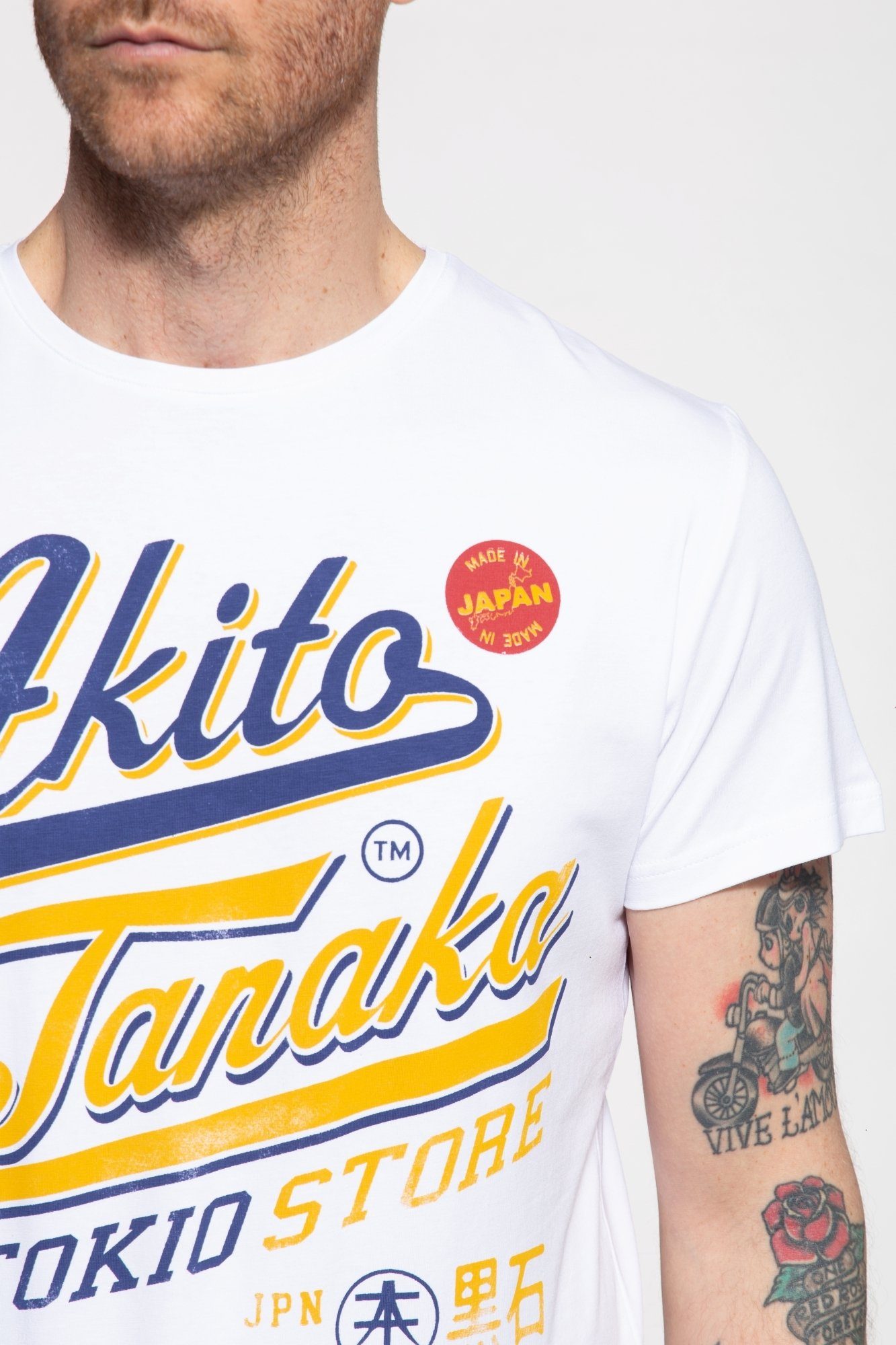 Akito Tanaka T-Shirt Tokio Beach Retro mit Print weiß