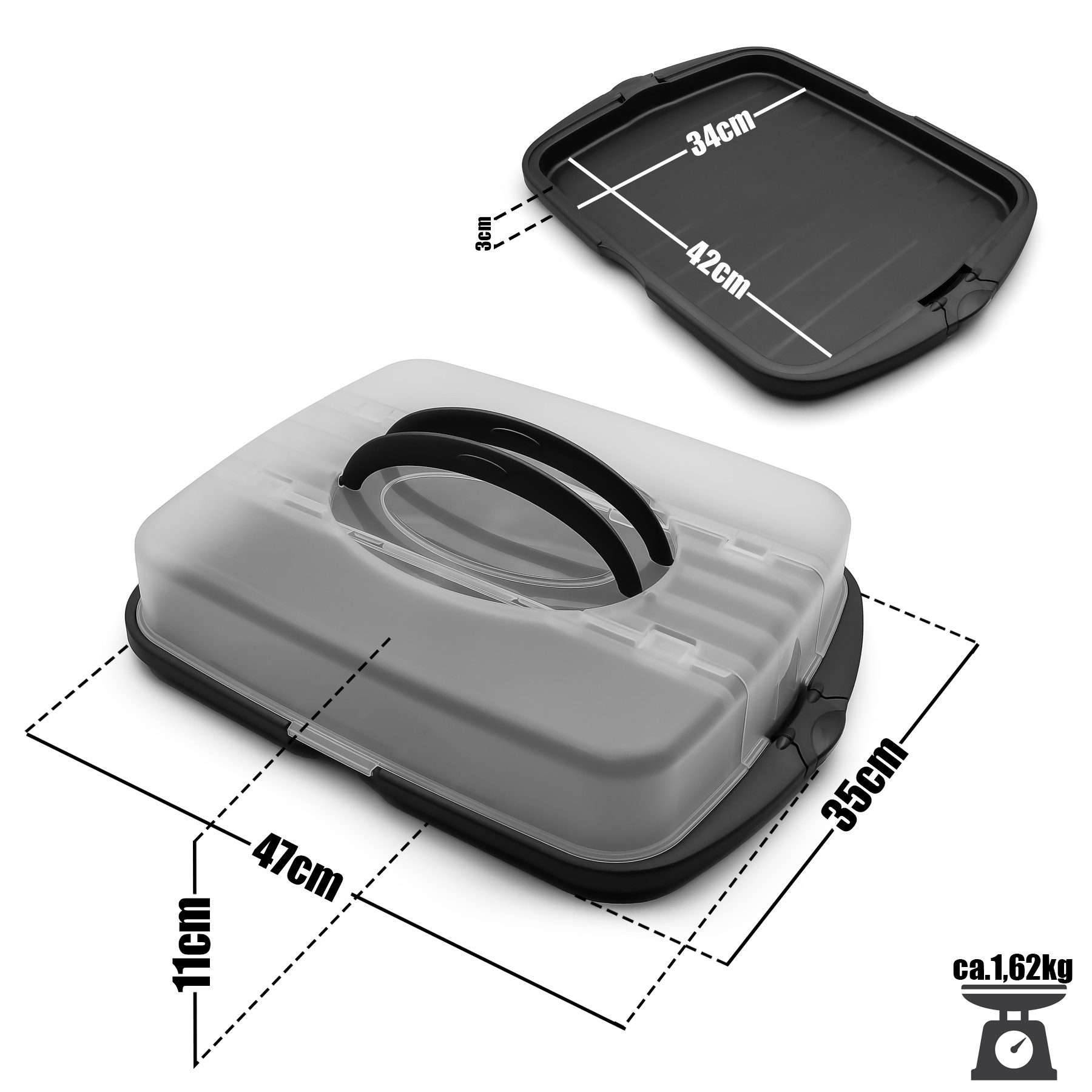 BigDean Kuchentransportbox 2 Stück Kuchen & Muffin Transportbox Partycontainer für jeden Anlass, Kunststoff, (Set, 2-tlg., Kuchentransportbox), Langlebig, Stabi – Bild 3 von 5