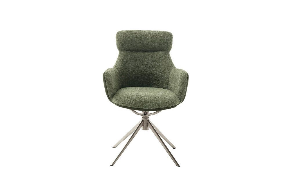MCA furniture Esszimmerstuhl 2er Set Stuhl Pelion mit Armlehnen, Edelstahl, drehbar, olive (2er-Set)