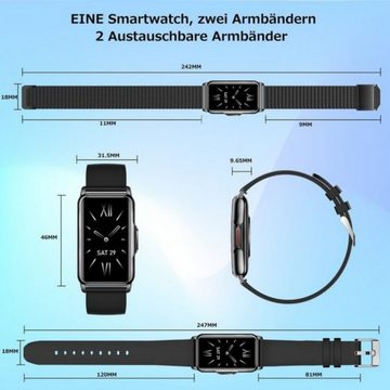 REDOM Damen Herren Fitness Uhr Uhren Tracker Smart Watch Sportuhr Armbanduhr Smartwatch (1,47 Zoll) nur 1 Stück Fitnessuhr mit Anruferinnerung, 1-tlg., Austauschbare Armbänder, Touchscreen, für iOS/Android, mit Pulsmesser Schrittzähler Schlafmonitor Aktivitätstracker