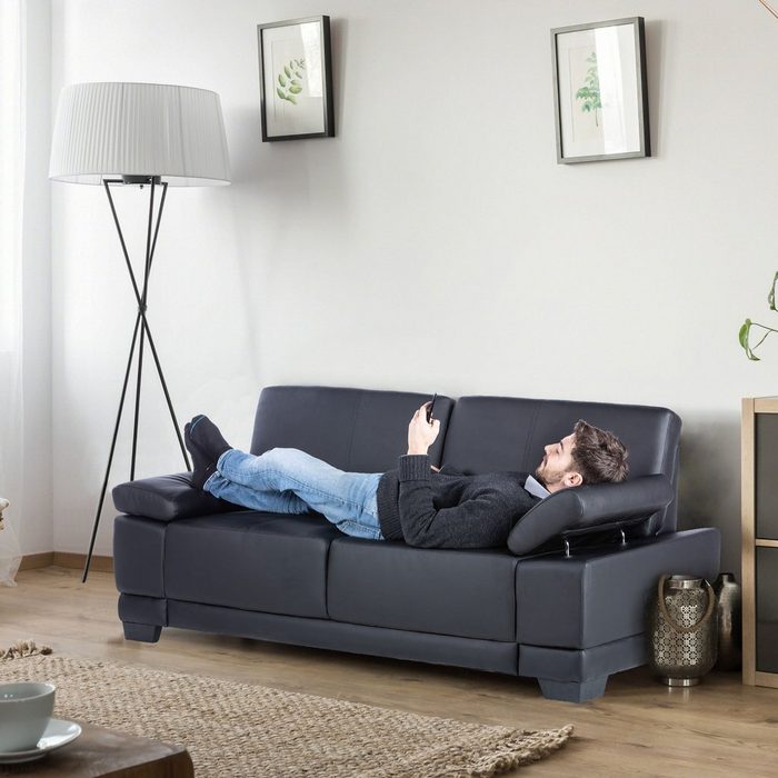 DNU Sofa Sofa 2 Sitzer verstellbare Armlehnen Kunstleder