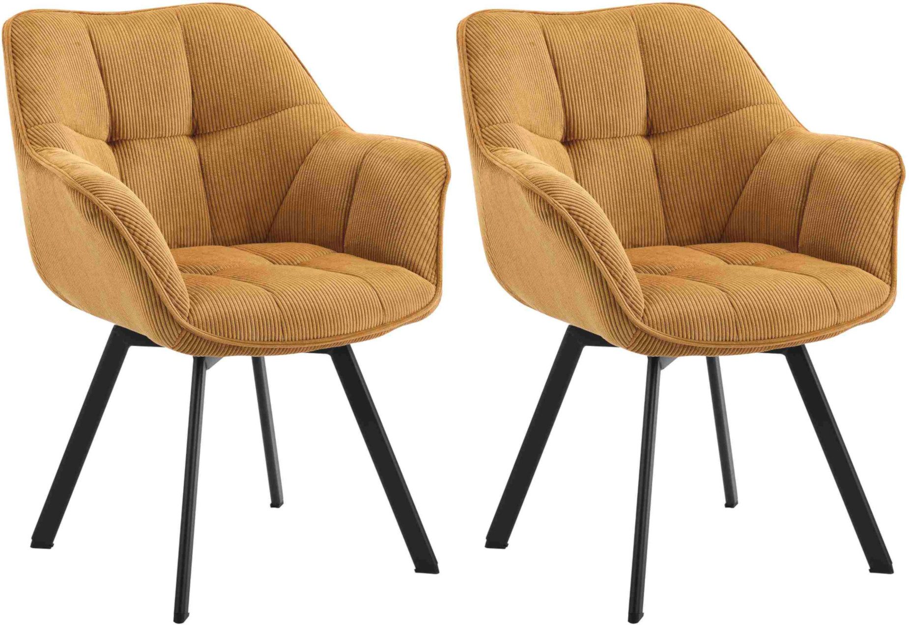 CLP Esszimmerstuhl Jordi (2er Set, 2 St), mit Cord-Bezug und Metallgestell