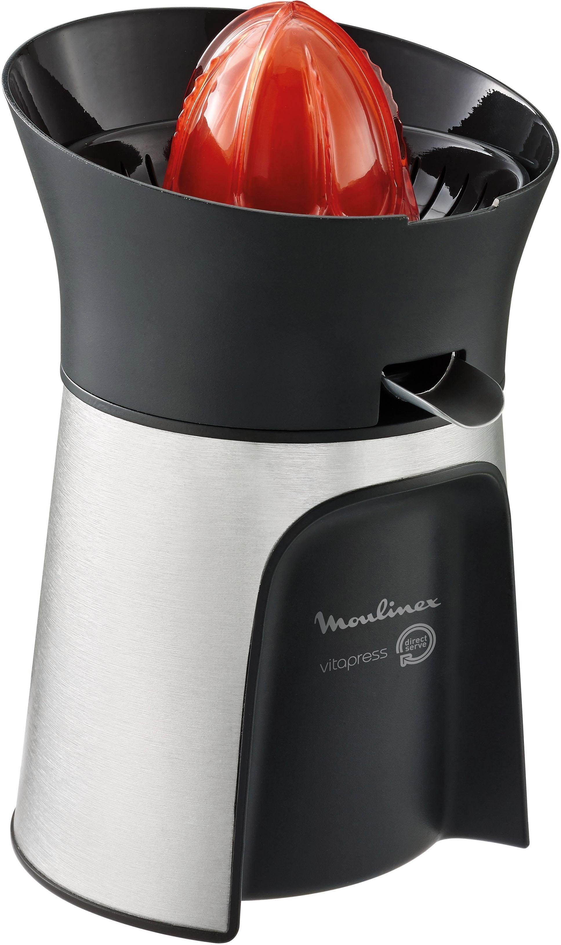 Moulinex Zitruspresse PC603D Vitapress Direct Serve, 100 W, Inkl. 3 Presskegel, Automatisches Ein-/ Ausschalten, Tropfstopp System