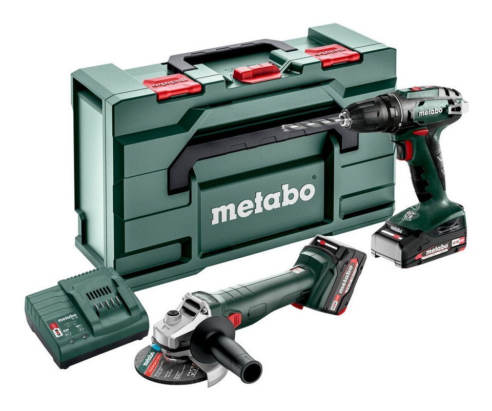 metabo Werkzeugset Combo Set 2.4.3 18V, Akku-Bohrschrauber BS 18 & Akku-Winkelschleifer W 18 L 9-125 m. 1 x