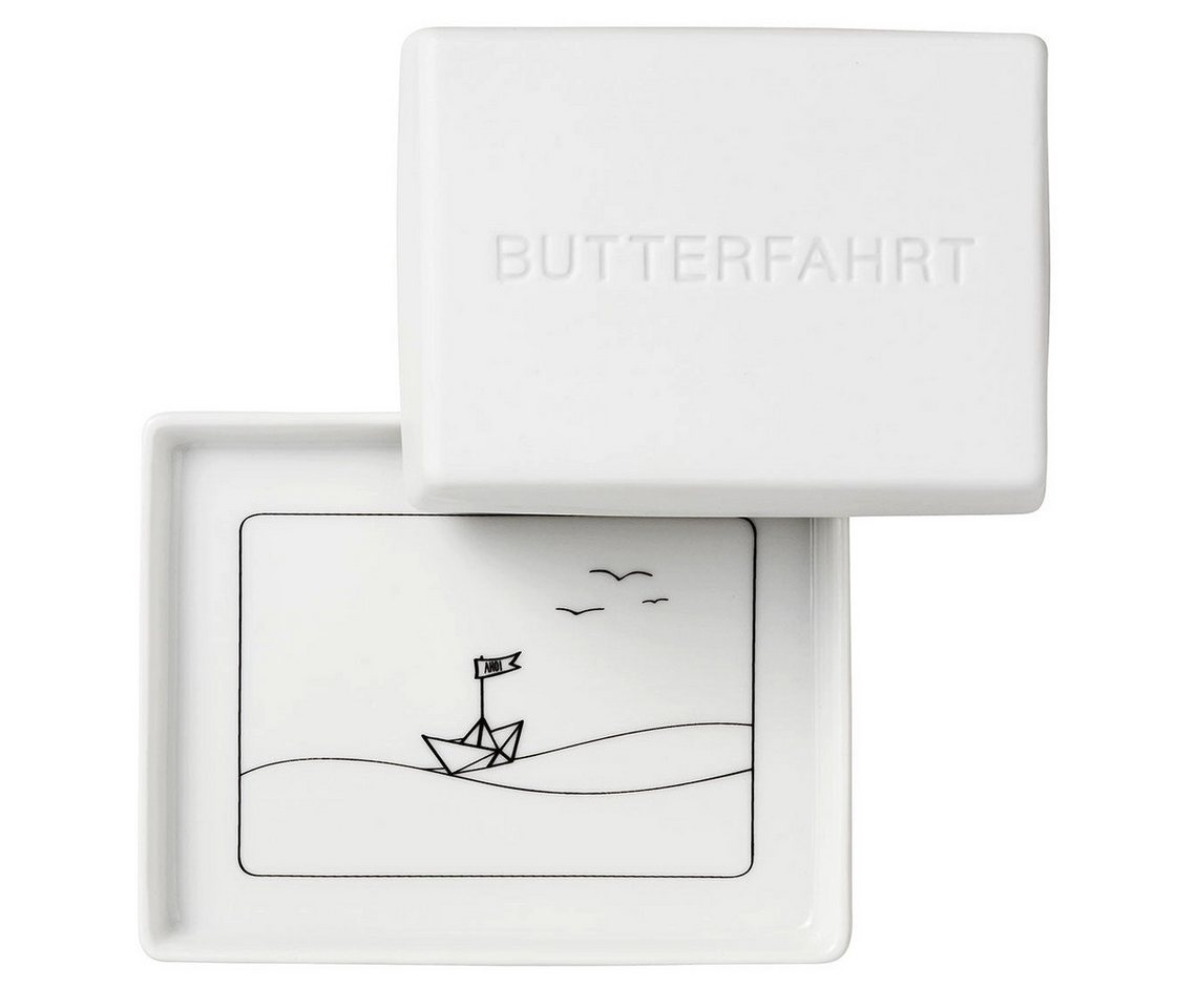 Räder Design Butterdose Butterdose aus Porzellan " Butterfahrt " von räder design mit Schiff u