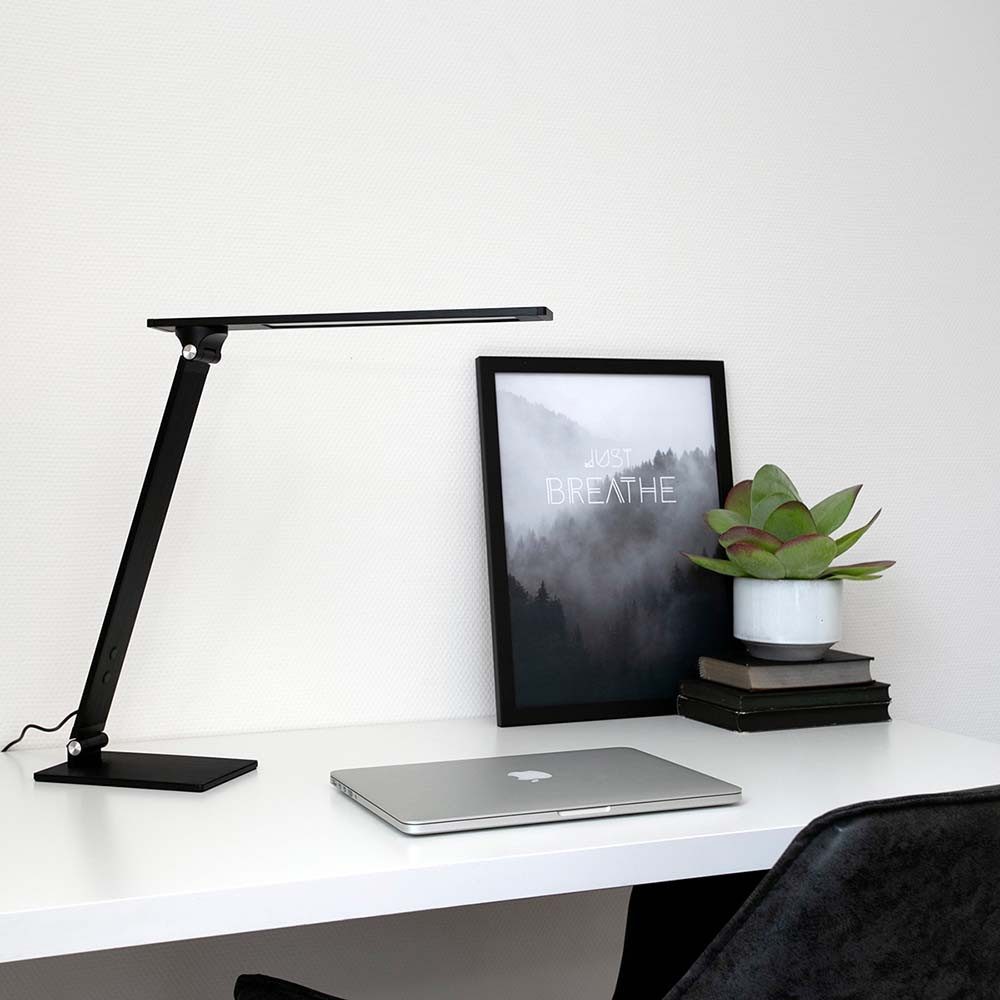 Steinhauer LIGHTING Schreibtischlampe, LED-Leuchtmittel fest verbaut, Warmweiß, Schreibtischleuchte Tischlampe dimmbar LED Wohnzimmerlampe schwarz