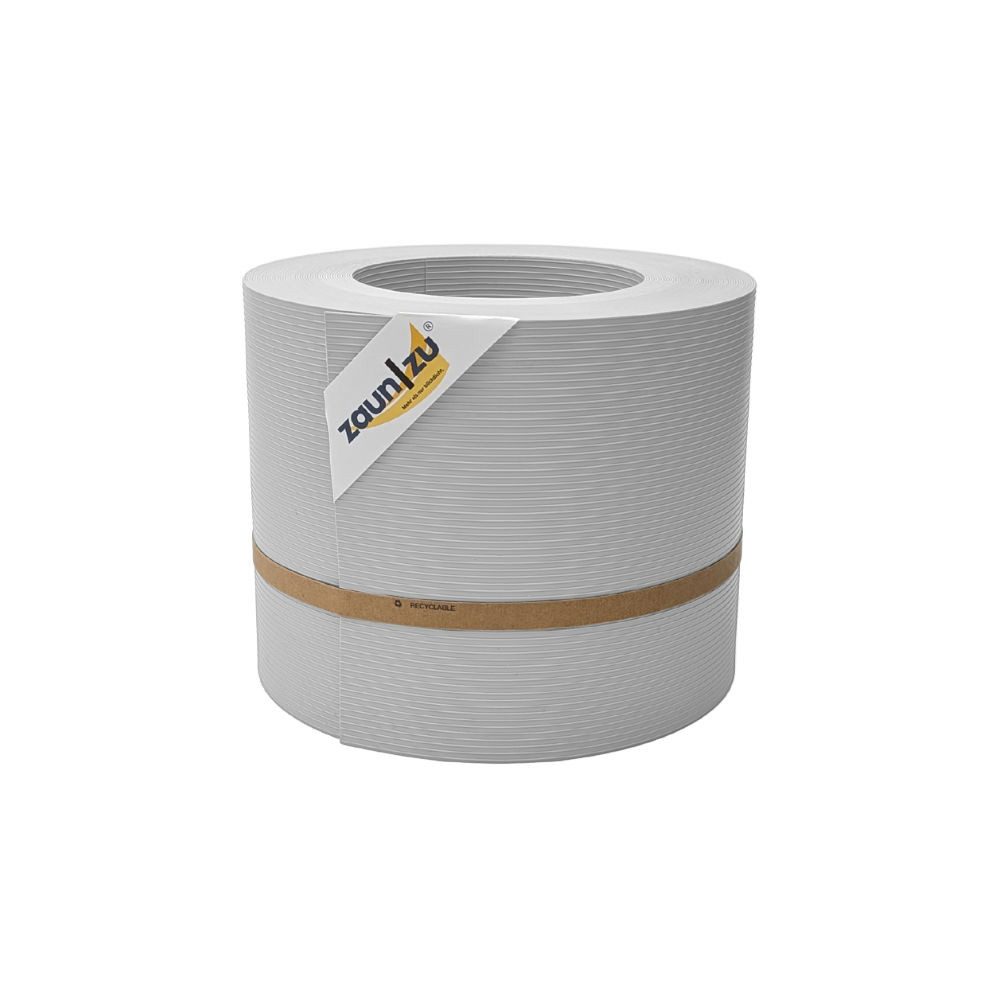 zaunzu Sichtschutzstreifen RILLE PP für Doppelstabmatten Zaun Lichtgrau, 26m, (1 Rolle, gerillte Optik, UV-beständiger Sichtschutz), 5 Jahre garantierte Farbechtheit