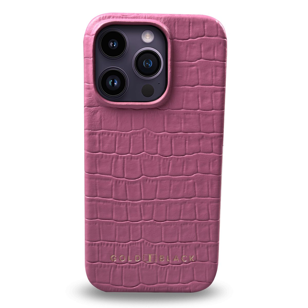 GOLDBLACK Handyhülle GOLDBLACK iPhone 14 Pro Slim Lederhülle Kroko-Prägung pink
