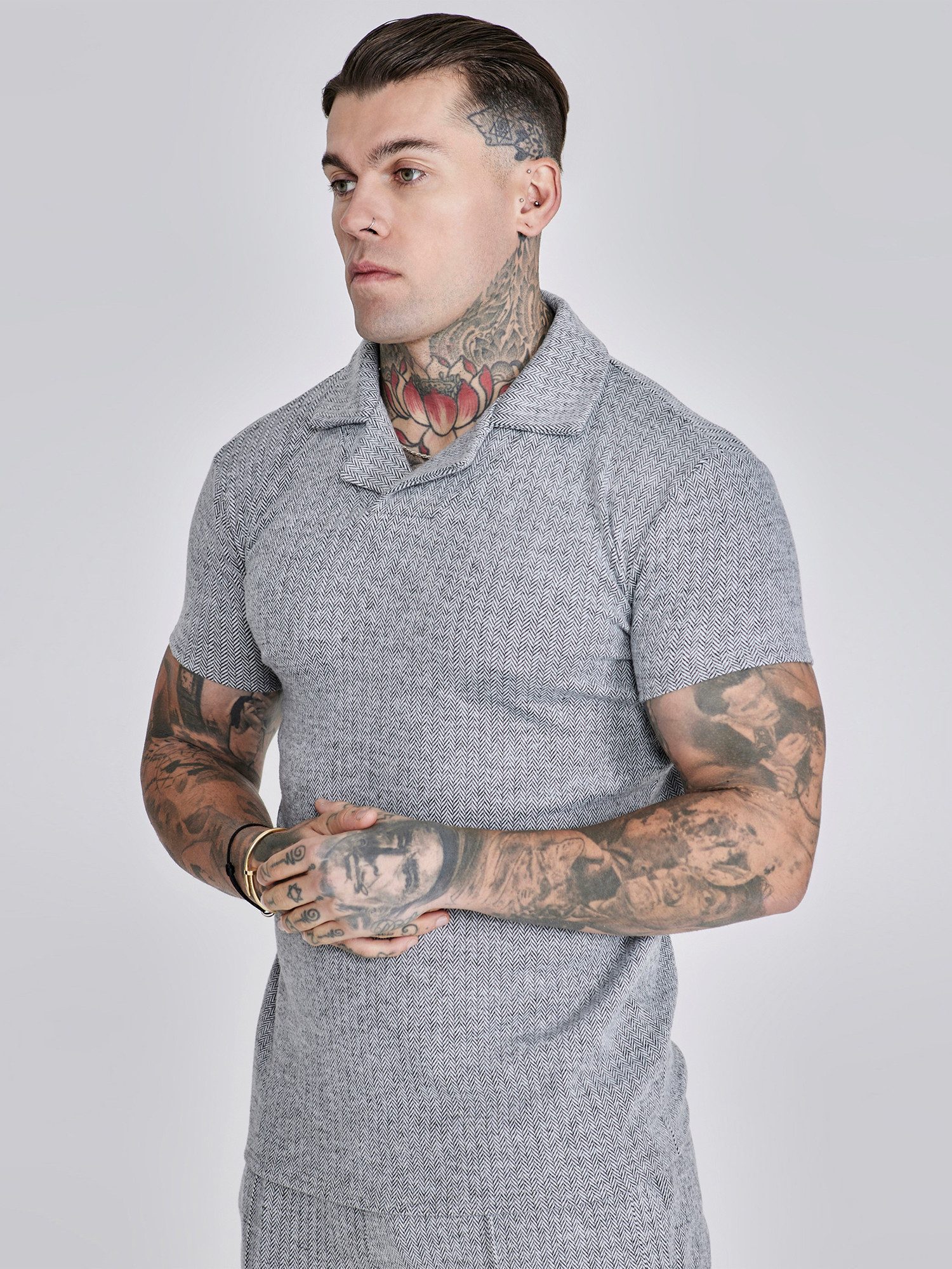Siksilk Poloshirt SikSilk Herren Graues Smart Polo T-Shirt günstig online kaufen