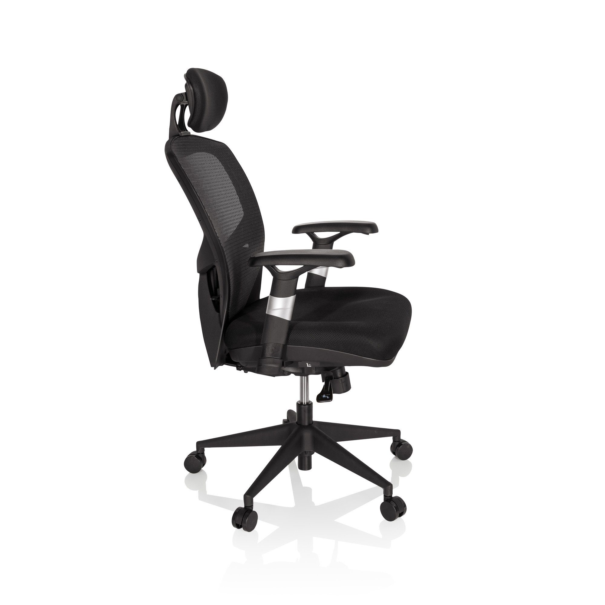 Bürostuhl hjh VENUS OFFICE BASE (1 mit Stoff High Schwarz Schreibtischstuhl End Drehstuhl ergonomisch Armlehnen St),