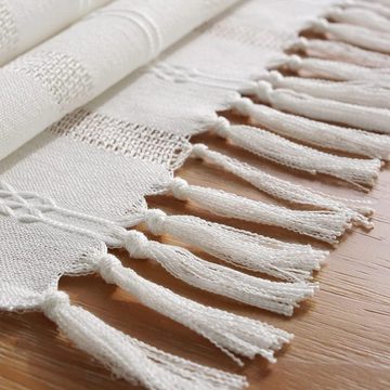 Lollanda Tischläufer Boho Tisch Läufer mit Quasten rustikal Table Runner,32x275 cm