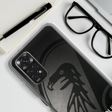 DeinDesign Handyhülle SC Freiburg Offizielles Lizenzprodukt Metallic Look, Xiaomi Redmi Note 11 4G Silikon Hülle Bumper Case Handy Schutzhülle