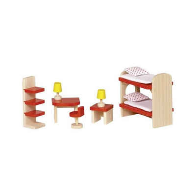 goki Puppenmöbel Kinderzimmer Puppenmöbelset basic, Holzspielzeug Rollenspielzeug