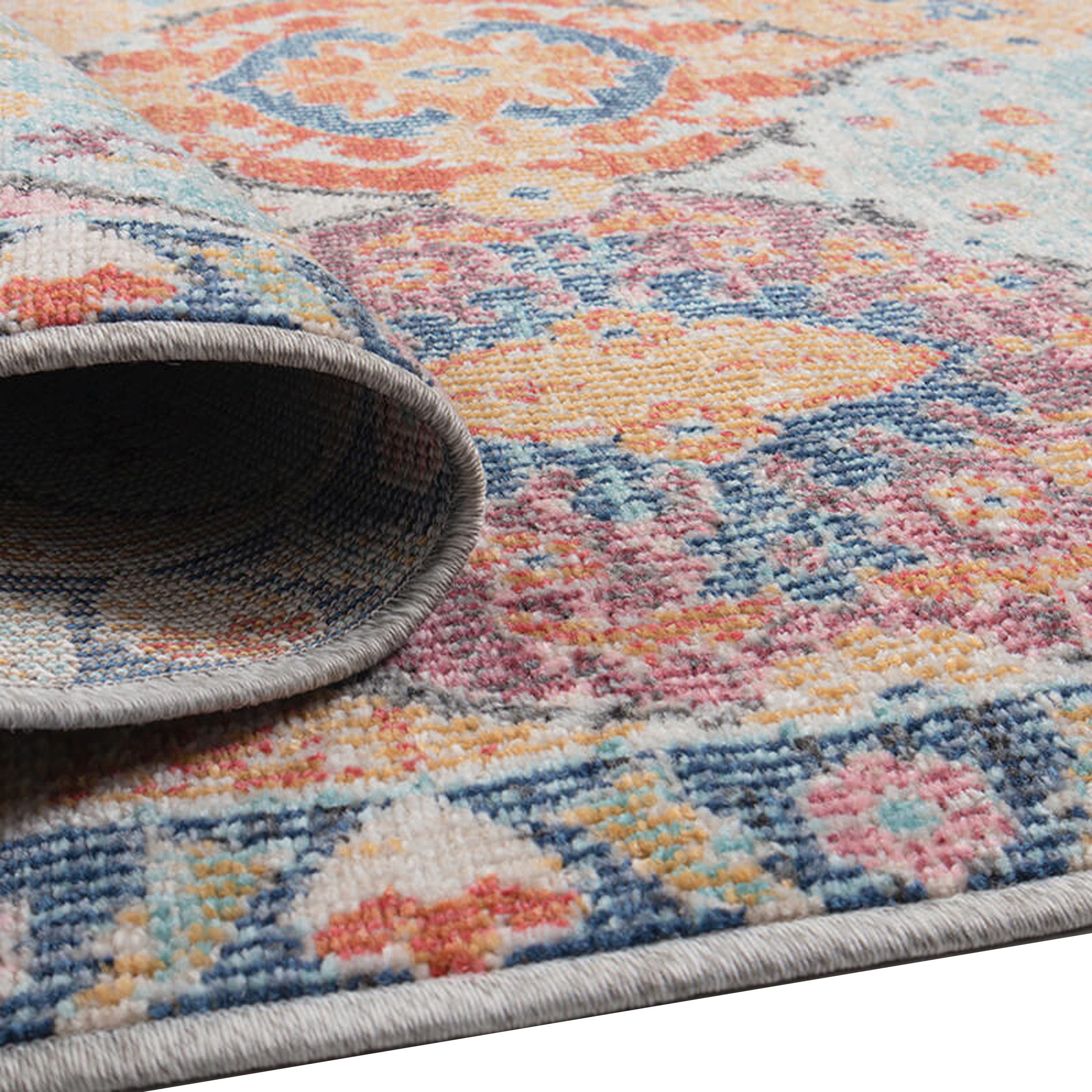 TeppichHome24 Outdoorteppich Bunter Vintage Outdoor Teppich flach und pflegeleicht, Rechteckig