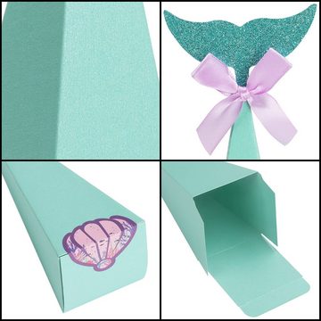 Kurtzy Streudeko 50 Mermaid Gift Boxes with Fish Tails for Perfect Birthday, 50 Fischflossen Geschenkboxen für Meerjungfrau Geburtstag