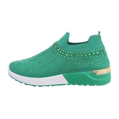 Ital-Design Damen Low-Top Freizeit Sneaker Flach Sneakers Low in Grün