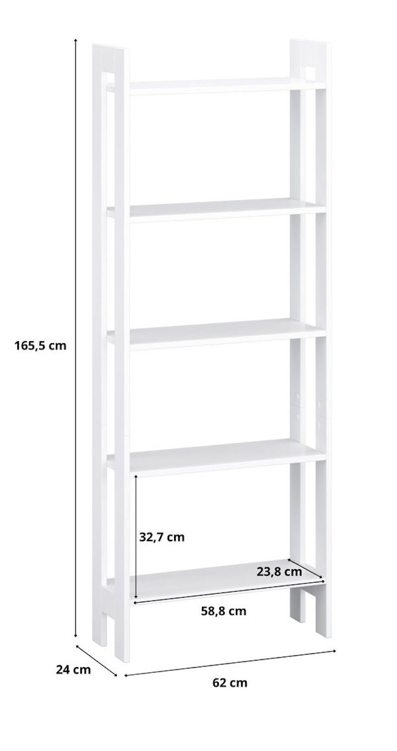 Feldmann-Wohnen Bücherregal R651, 62x24x165,5cm weiß