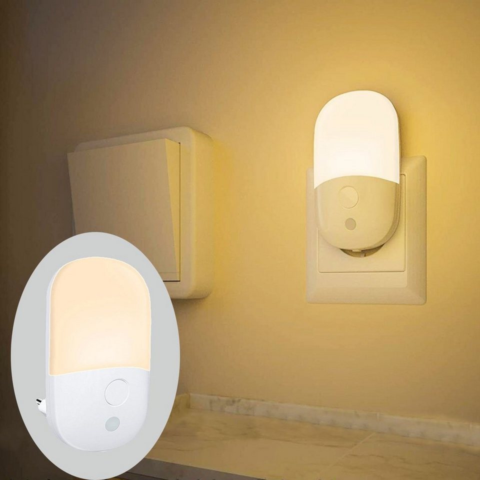 LETGOSPT LED Nachtlicht LED Nachtlicht Steckdose mit Bewegungsmelder,  Notlicht Sensor Licht, Warmweiß