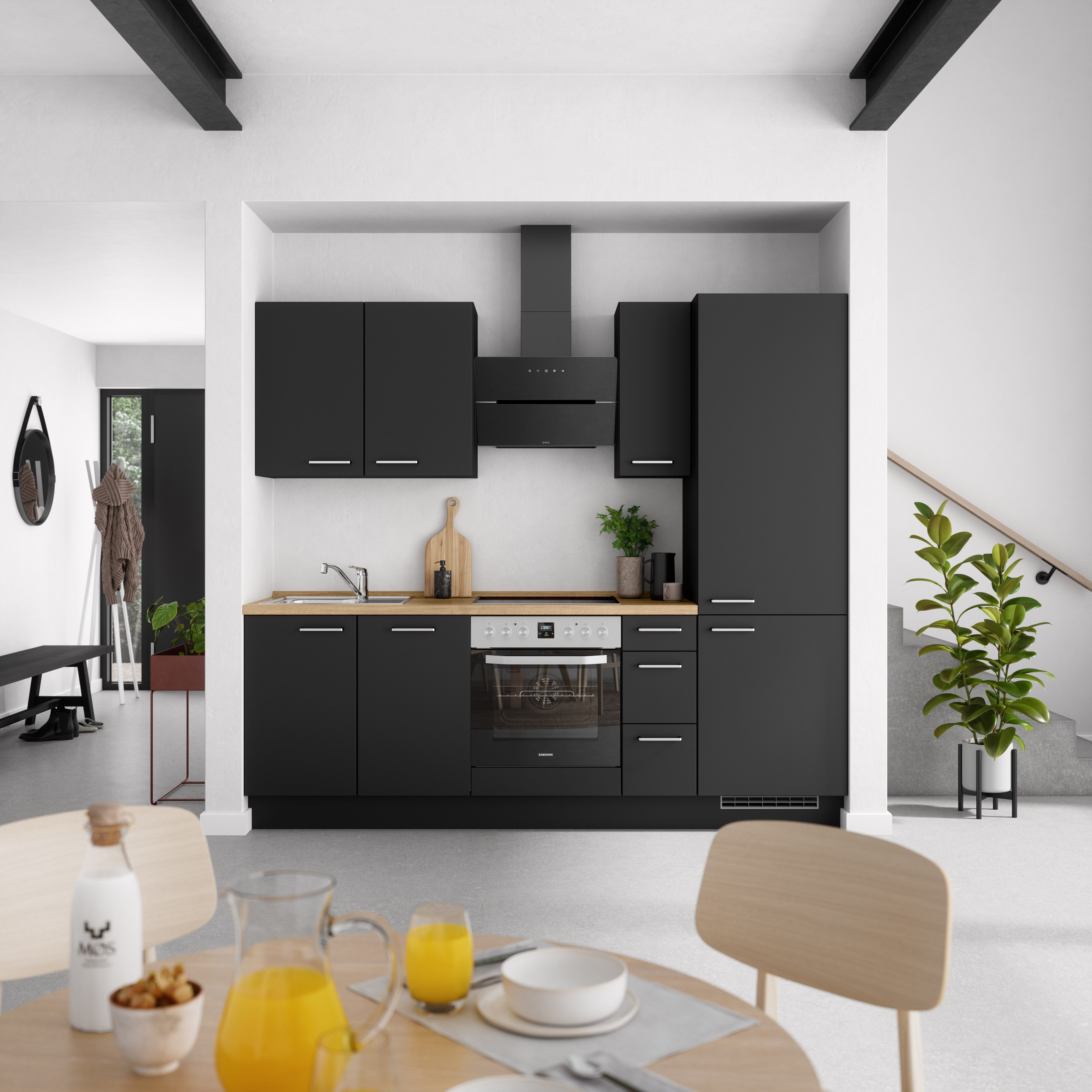 nobilia® Küchenzeile "Touch II", NEU: individuell anpassbar mit gratis Profi-Beratung, vormontiert, Breite 240 cm, Ausrichtung wählbar, wahlw. mit E-Geräten