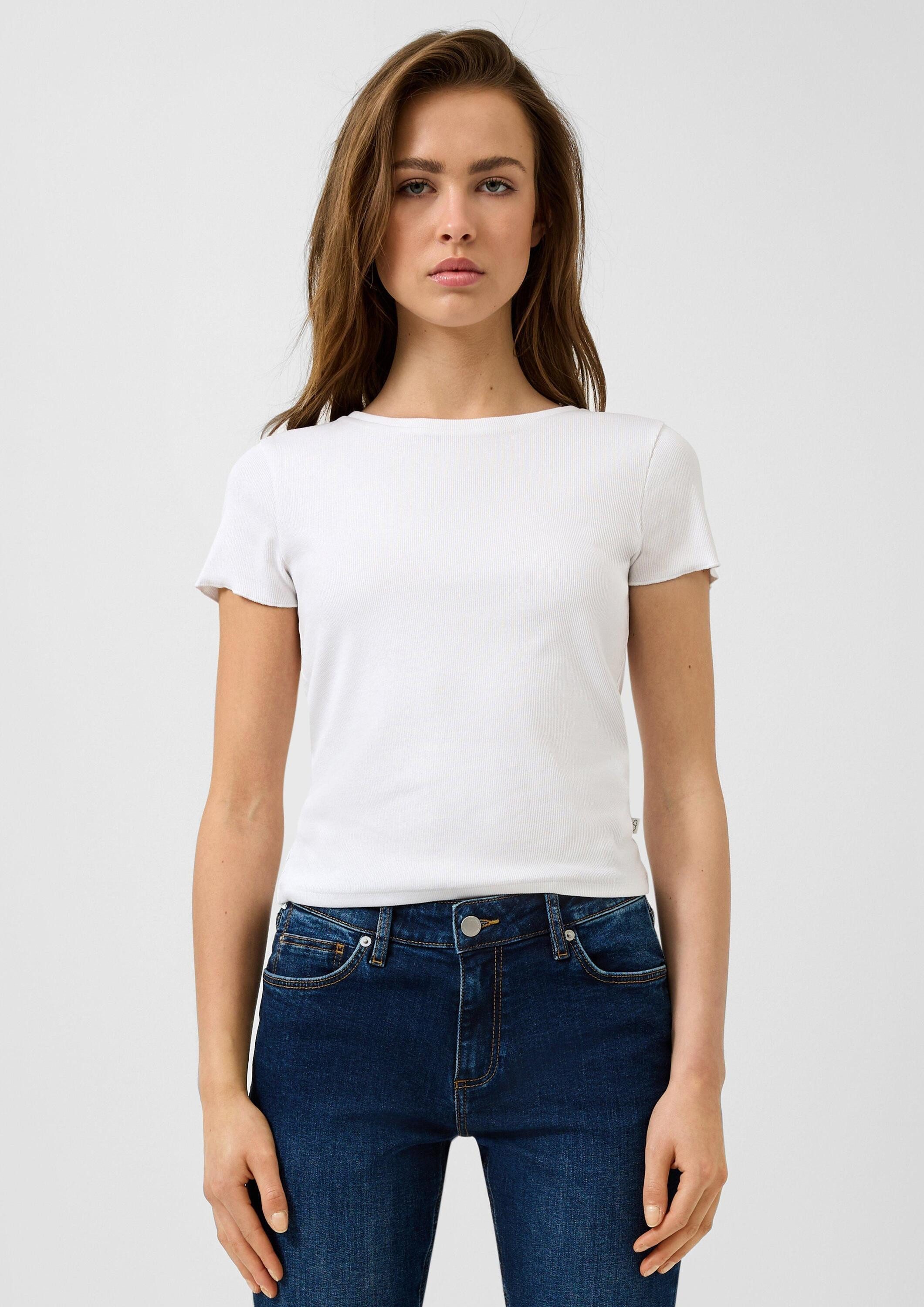 QS Kurzarmshirt T-Shirt Rippshirt günstig online kaufen