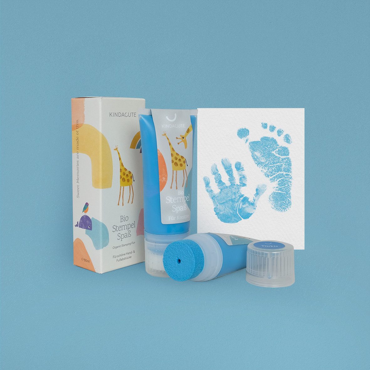 KINDACUTE Bastelfarbe Bio Stempelspaß 50ml Tube, Für Hand- und Fußabdrücke