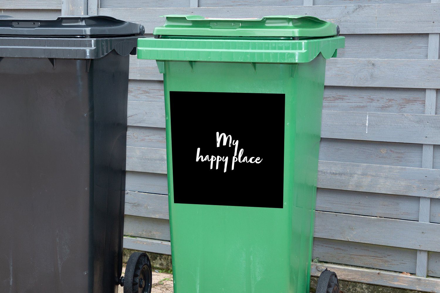 MuchoWow Wandsticker Zitate - Text Mülltonne, Abfalbehälter Ort glücklicher Sticker, (1 St), Mein Container, Mülleimer-aufkleber, 