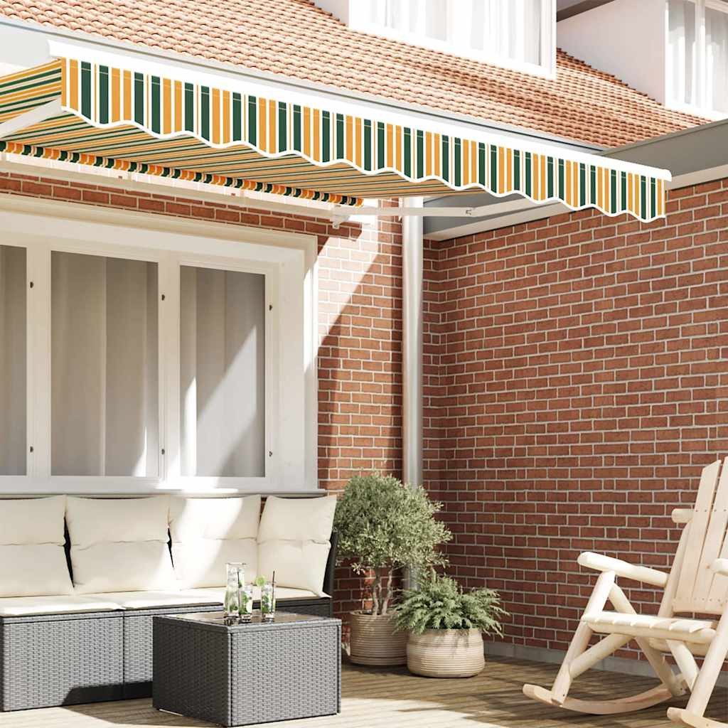furnicato Markise Moderne Markisenblende 230 x 20 cm in Grün und Gelb UV-beständige Markisenfranse, wasserabweisend für Garten und Terrasse
