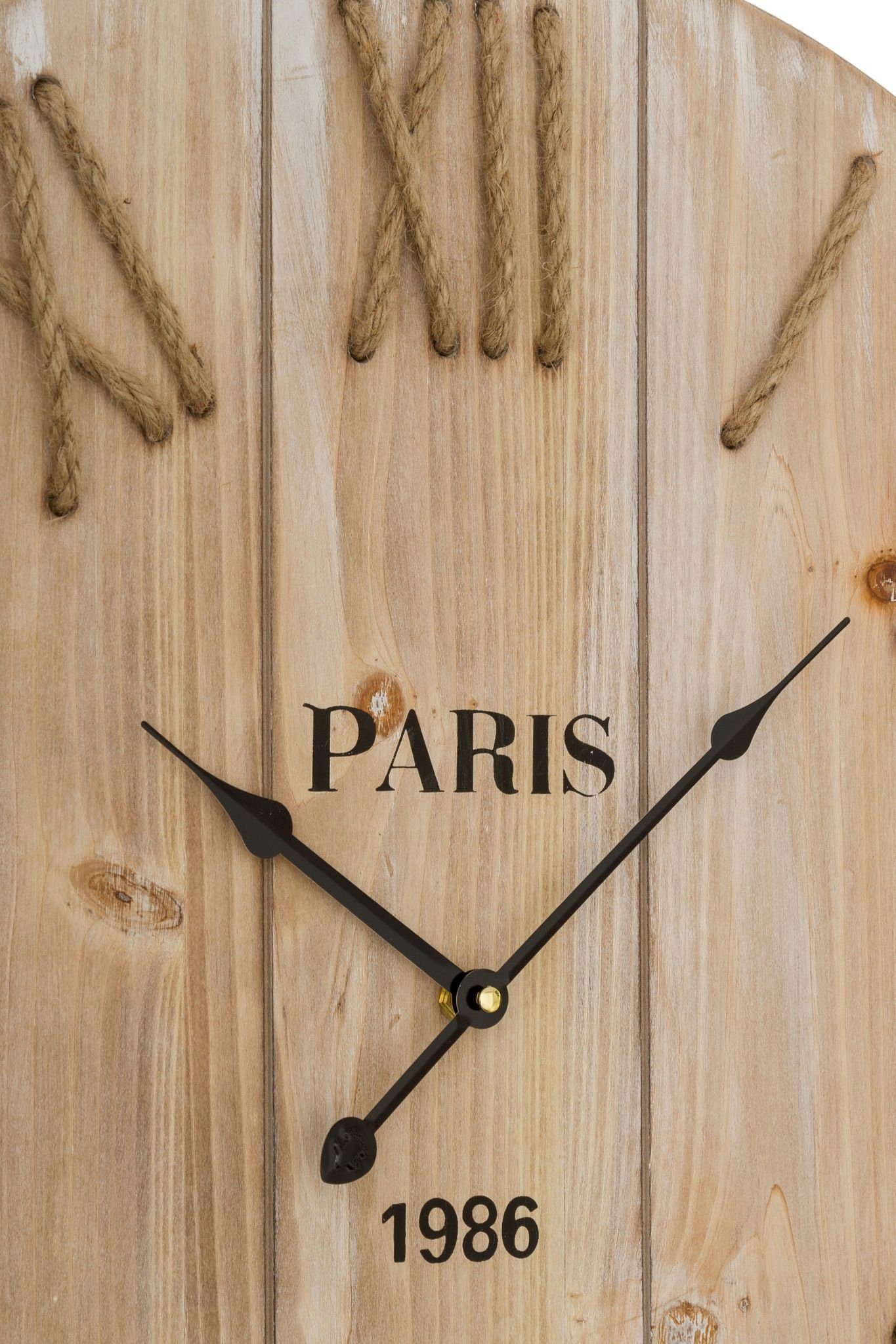 elbmöbel Wanduhr Uhr aus braun Uhr Shabby Holz Holz Chic antik Paris) mit groß Kordel Landhaus braun look (Wanduhr Kordel in Brett