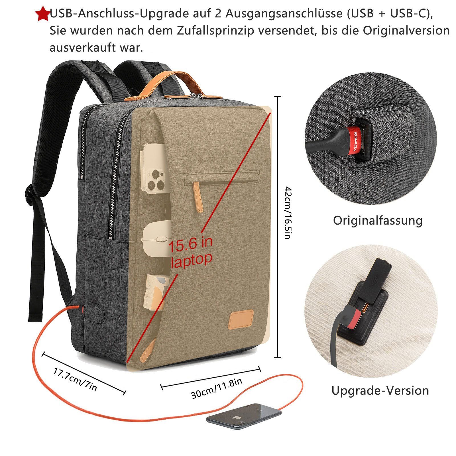 OKWISH Laptoprucksack Business Rucksäcke Schulrucksack Wasserbeständig Lapt günstig online kaufen