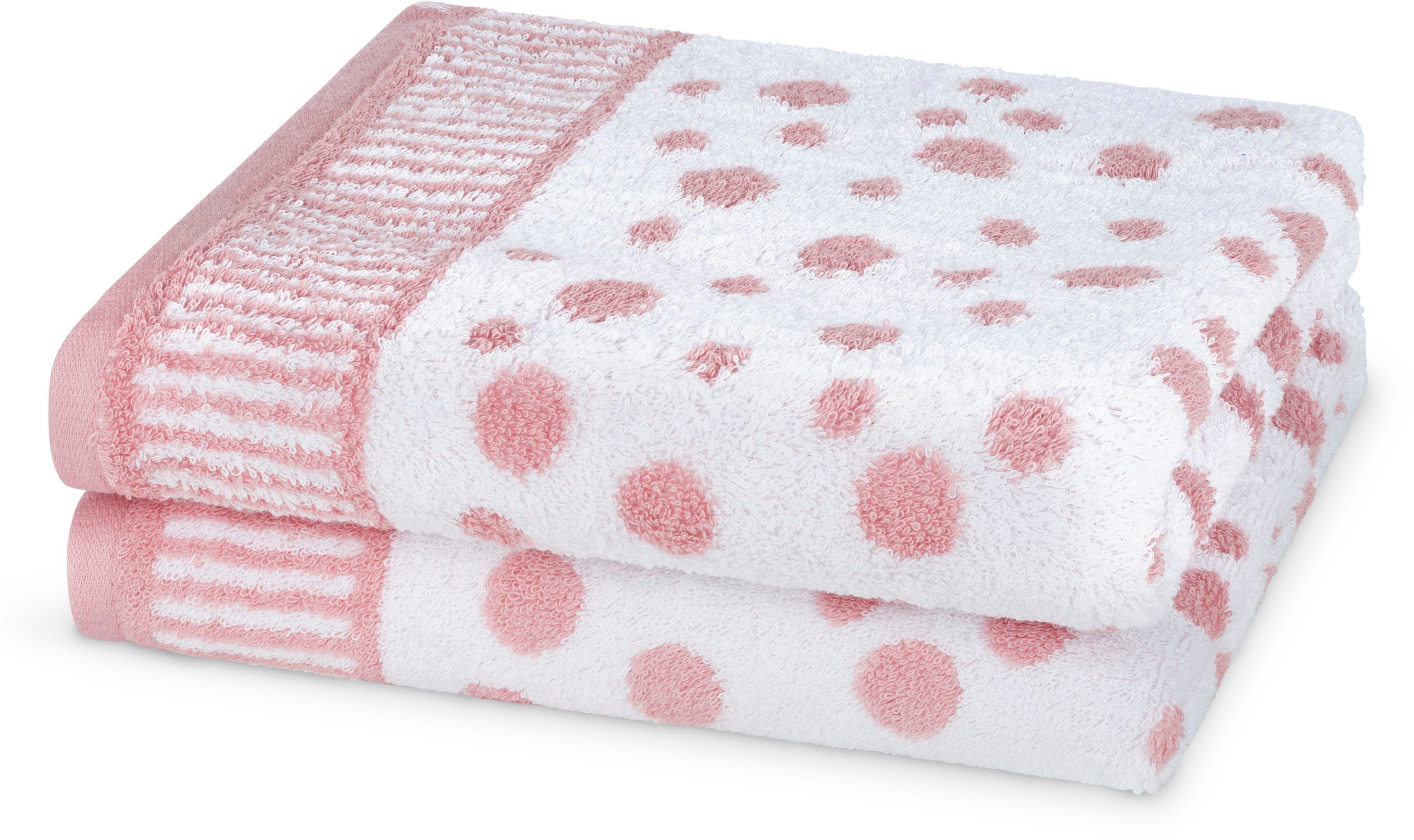 ROSS Handtücher Punkte, allover, Frottier (Packung, 2-St), aus feinster Baumwolle