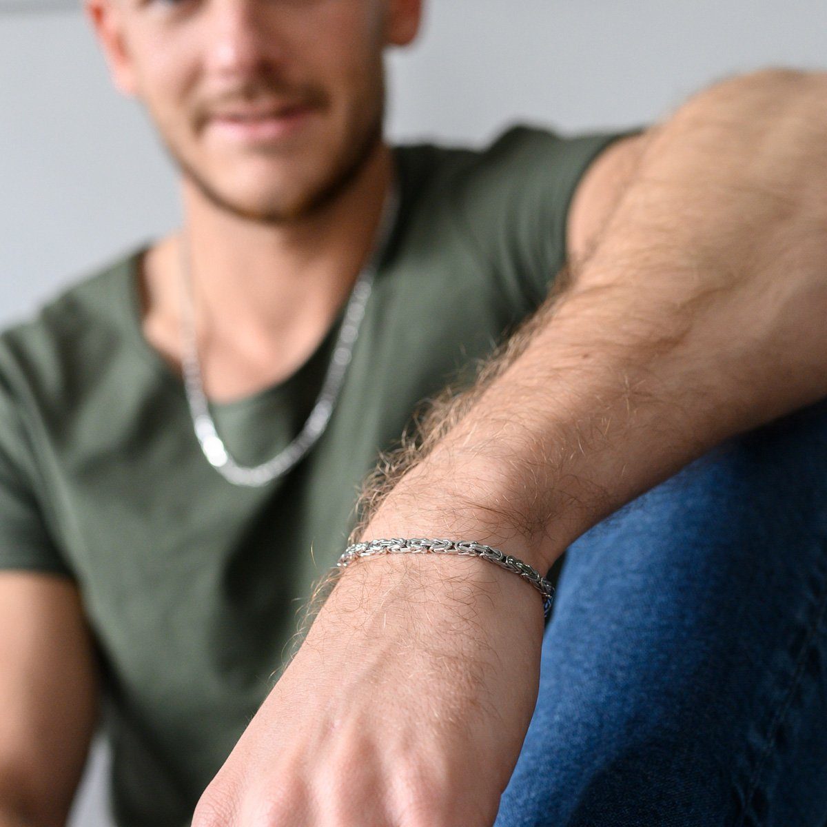 Materia Königsarmband Herren Silber 3mm diamantiert günstig online kaufen