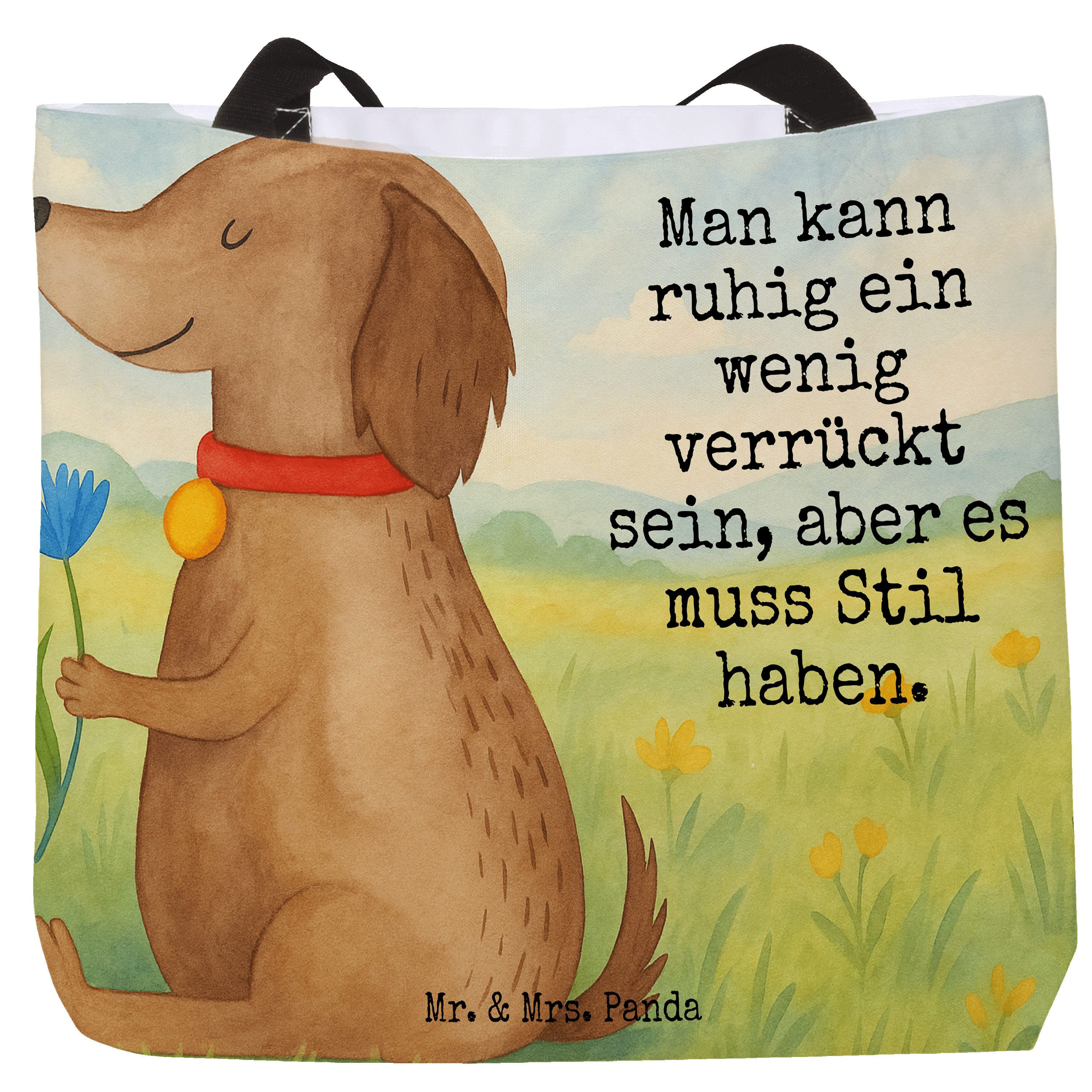 Shopper Hund Blume Design, Reisetasche, Weiß, Verrückt, Tragetasche, Haha, Sp