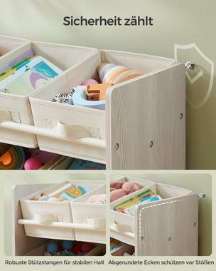 SONGMICS Spielzeugtruhe Kinderregal Bücherregal Kinder, mit 9 Aufbewahrungsboxen aus Vliesstoff, Kinderzimmer Regal