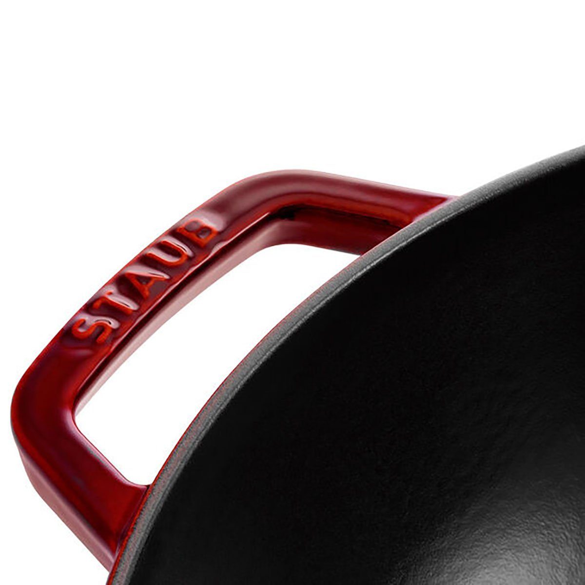 Staub Wok Staub Wok mit Glassdeckel, 30 cm rund Gusseisen Grenadine-Rot, (1-tlg)