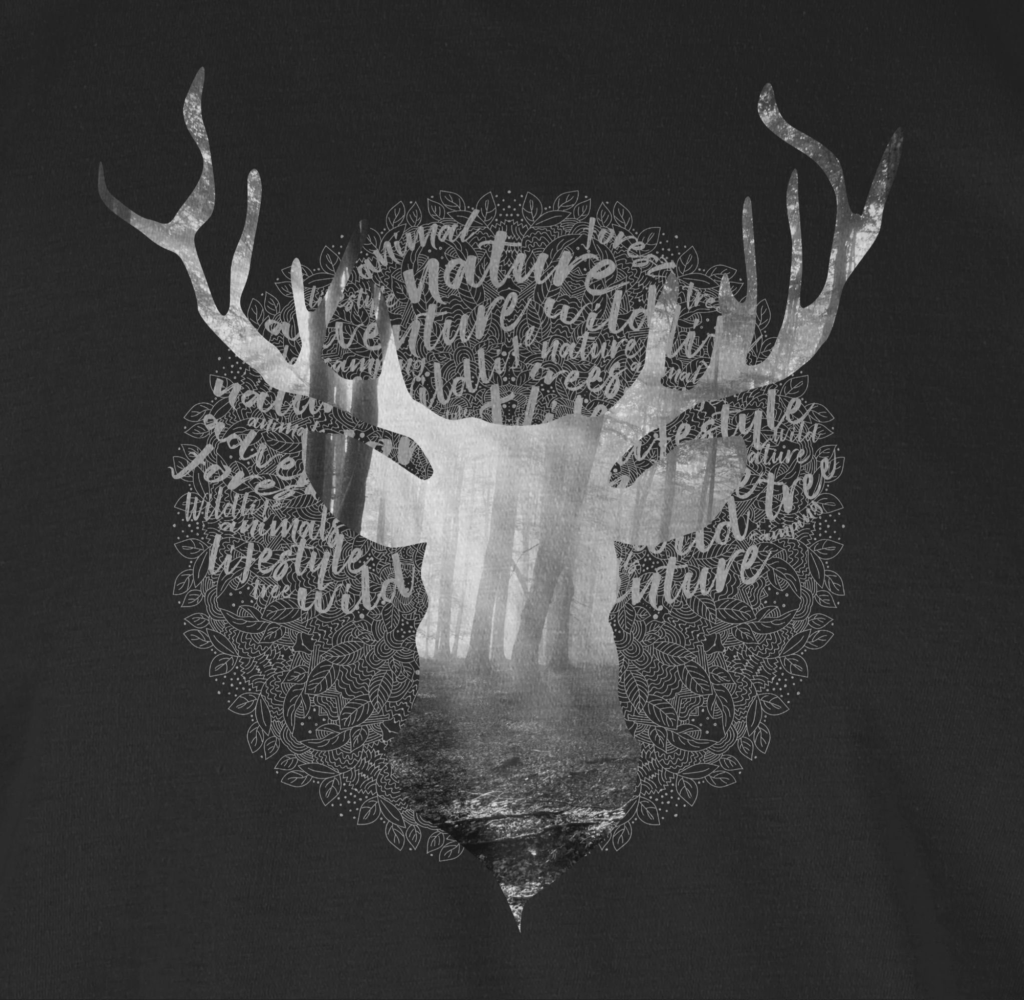 für Shirtracer Herren Oktoberfest Schwarz Hirsch T-Shirt Mode 01 Hirschgeweih Hirschkopf