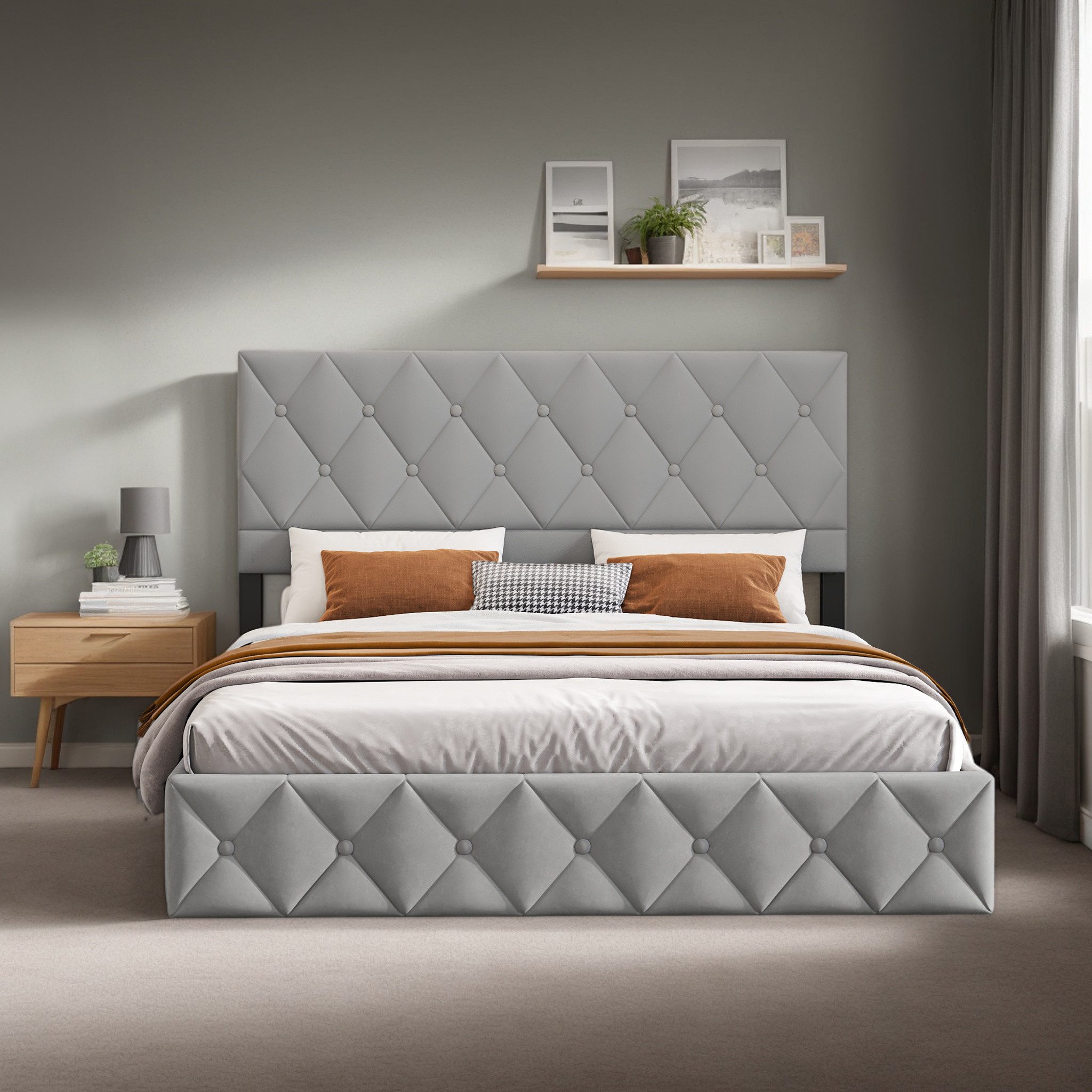 OKWISH Polsterbett Stauraumbett Funktionsbett (Ausgezeichnete Atmungsaktivi günstig online kaufen