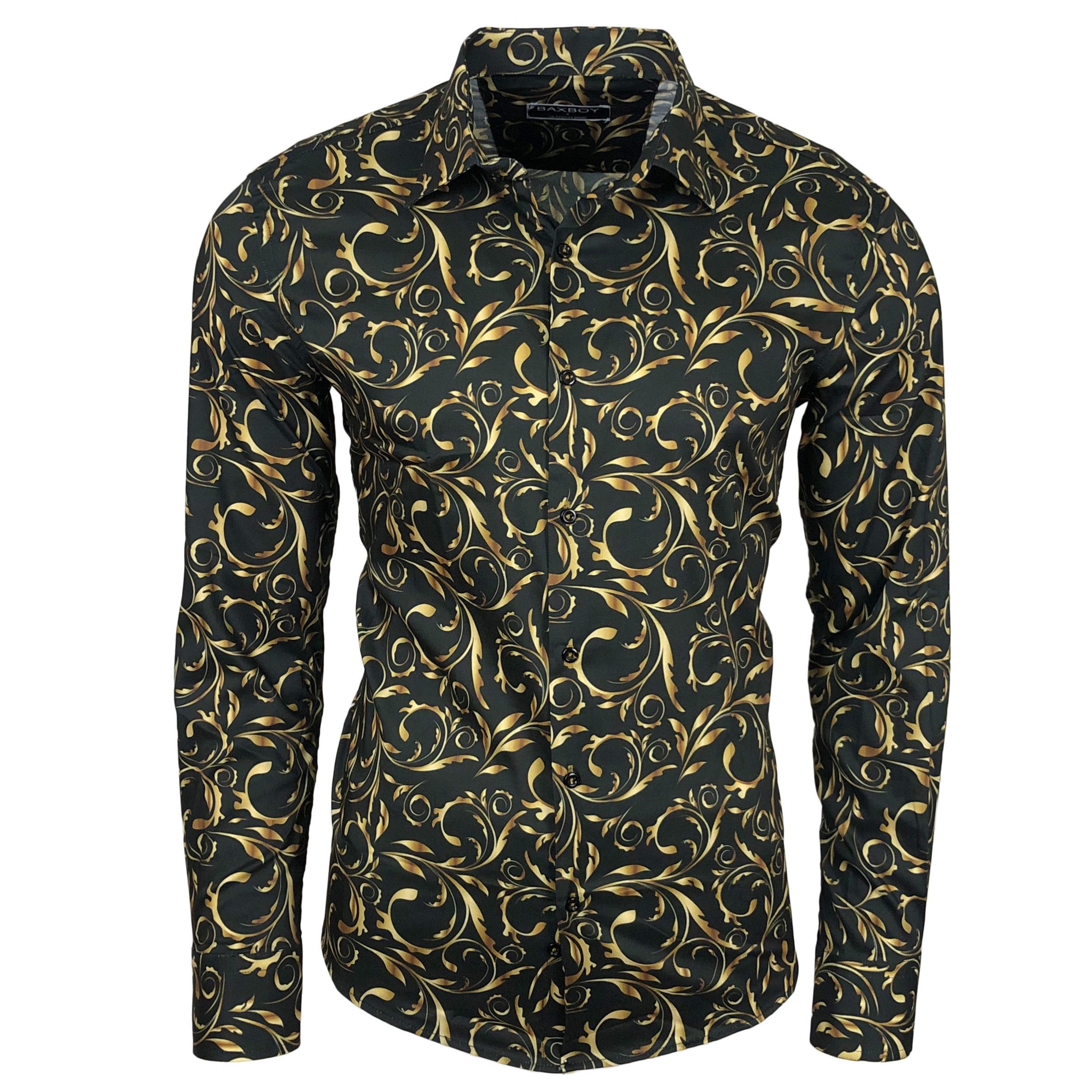 Baxboy Langarmhemd Baxboy Herren Hemd Freizeitshemd Langarm Blumen Casual S günstig online kaufen