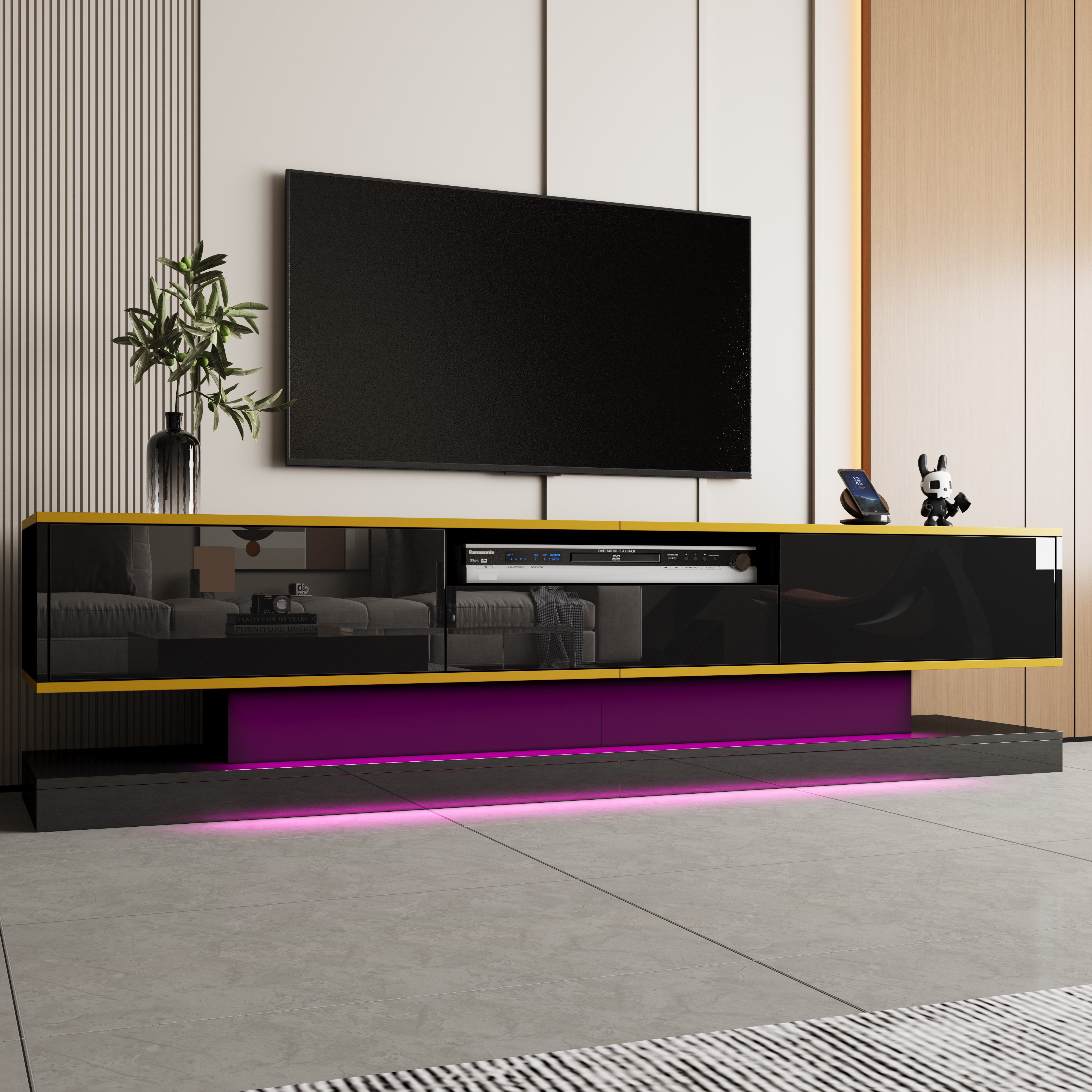 Merax Lowboard hochglanz TV-Schrank mit LED-Beleuchtung günstig online kaufen