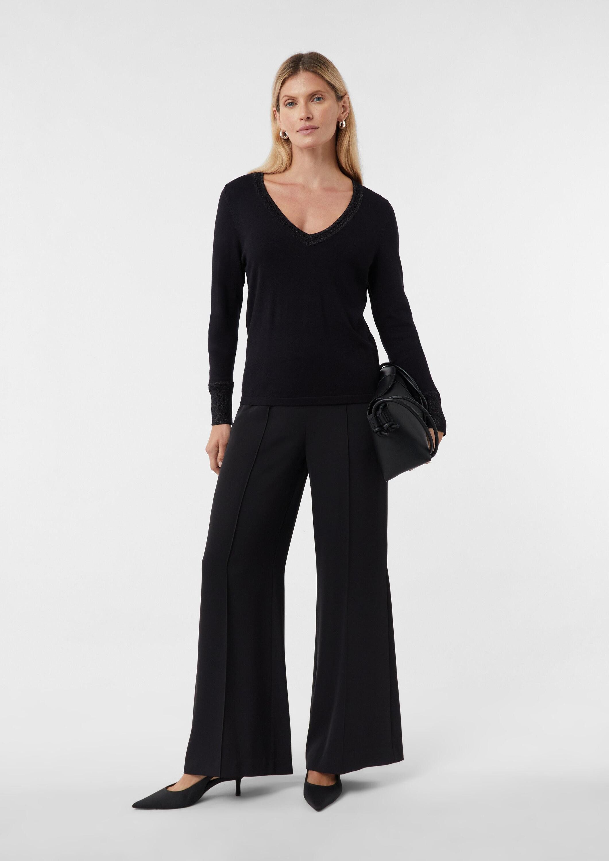 comma Longpullover Strickpullover Feinstrickpullover mit Glitzergarn-Details