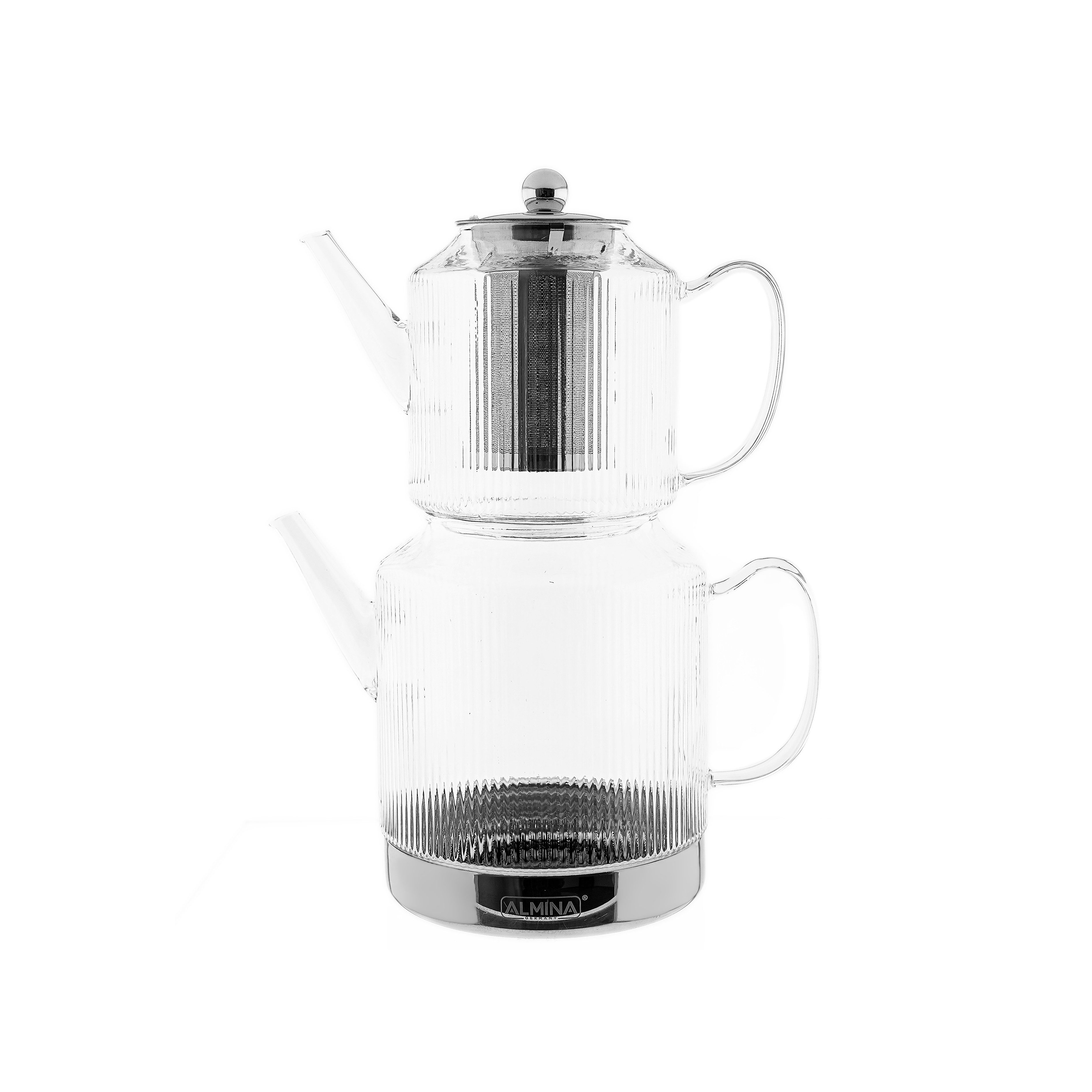 Almina Teekanne Freya Nuovo aus hochwertigem Borosilikatglas - 1L/2L, Relief-Design, (1-St), Borosilikatglas, 1L/2L, Relief Design