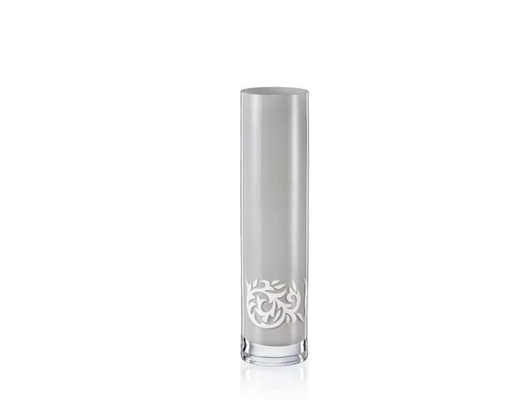 Crystalex Dekovase Vase Spring Blumenvase grau weiß S1702 Kristallvase 240 mm (Einzelteil, 1 St., 1 x Vase), Kristallglas