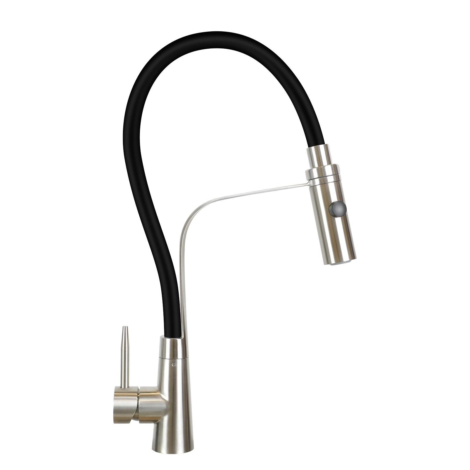 Nettlife Küchenarmatur Hochdruck Ausziehbar Küche mit Brause Schwarz Spültischarmatur (Mischbatterie) Wassersparenden, Herausziehbare Brause, Flexibler Design, 360° drehbar