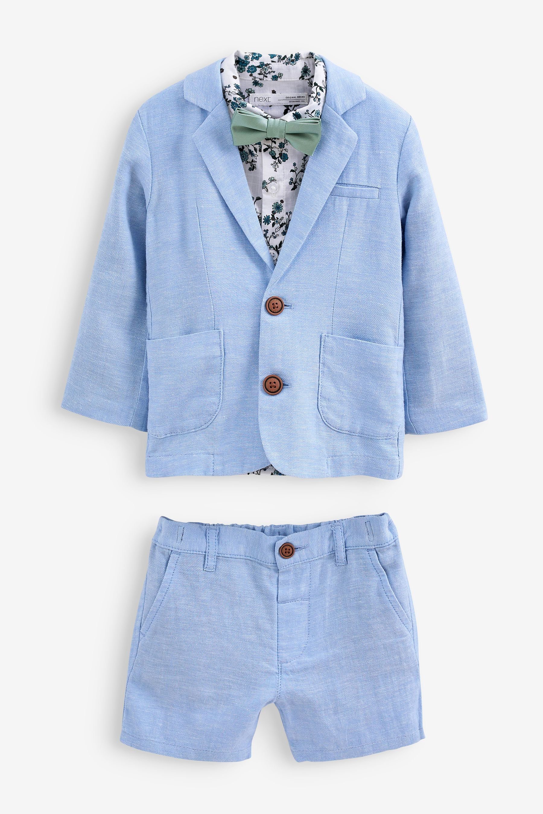 Next Kinderanzug Blazer Hemd, Shorts aus (4-tlg) Fliege Leinengemisch, &